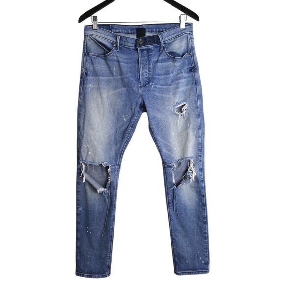 RtA Boyfriend Denim Straight Ryder Paint Distressed Washed Cross 28 Jeans - Picture 1 of 11